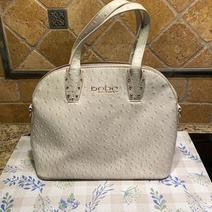 Bebe Light Gray/Gold Stud Claire Dome Tote/Purse/Handbag